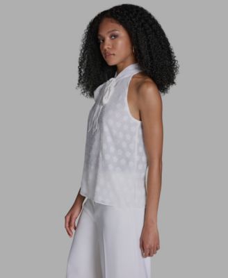 Women's Tie-Neck Sleeveless Blouse