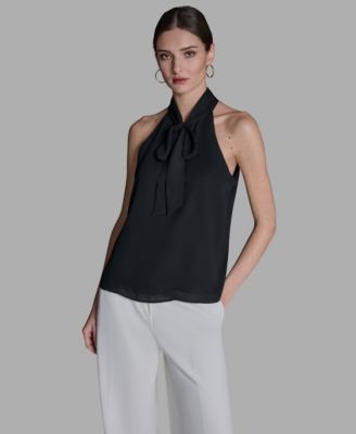 Women's Sleeveless Tie-Neck Blouse