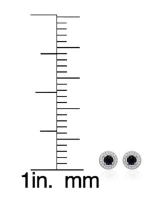 3-Pc. Emerald (0.54 ct. t.w.), Ruby & Sapphire (0.68 ct. t.w.), White Topaz (0.86 ct. t.w.) Round Halo Stud Earrings Set in Sterling Silver