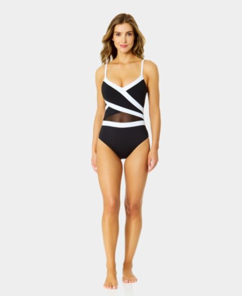 Женские купальники Anne Cole Women's Colorblock Mesh Insert One-Piece Swimsuit