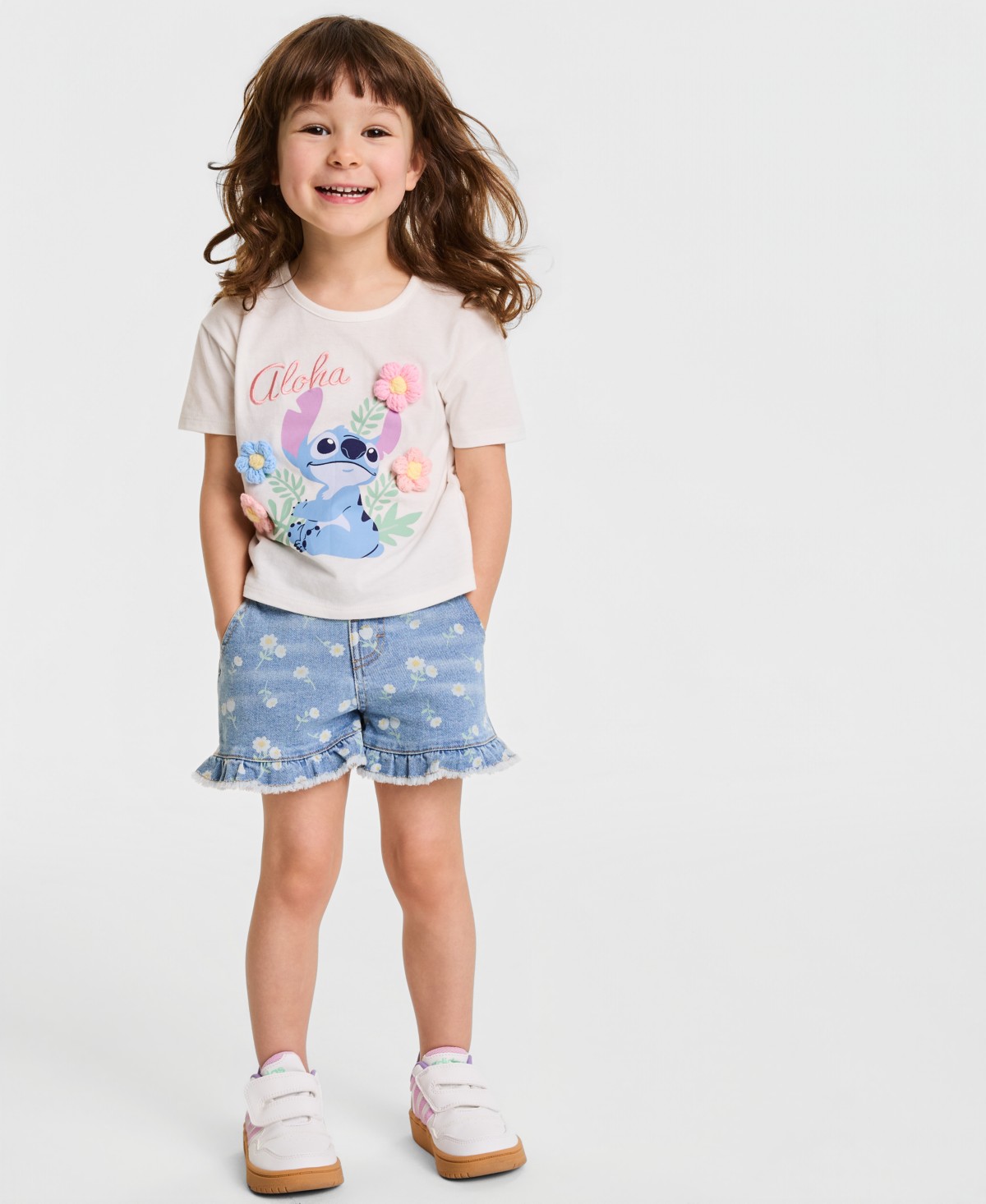 Disney Toddler Girls' 2T-6X Stitch T-Shirt & Denim Shorts, 2-Piece Set — фото 1