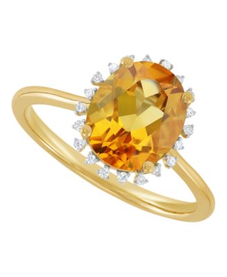 Citrine (2-1/5 ct. t.w.) & Diamond Accent Ring in 10k Yellow Gold (Also Available in Blue Topaz, Amethyst, Peridot, Garnet)