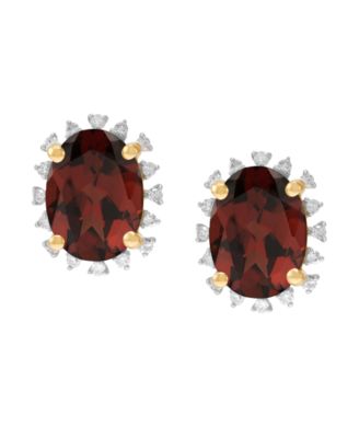Blue Topaz ( 2-3/4 ct. t.w.) & Diamond (1/10 ct. t.w.) Stud Earrings in 10k Yellow Gold (Also Available in Amethyst, Peridot, Garnet, Citrine)