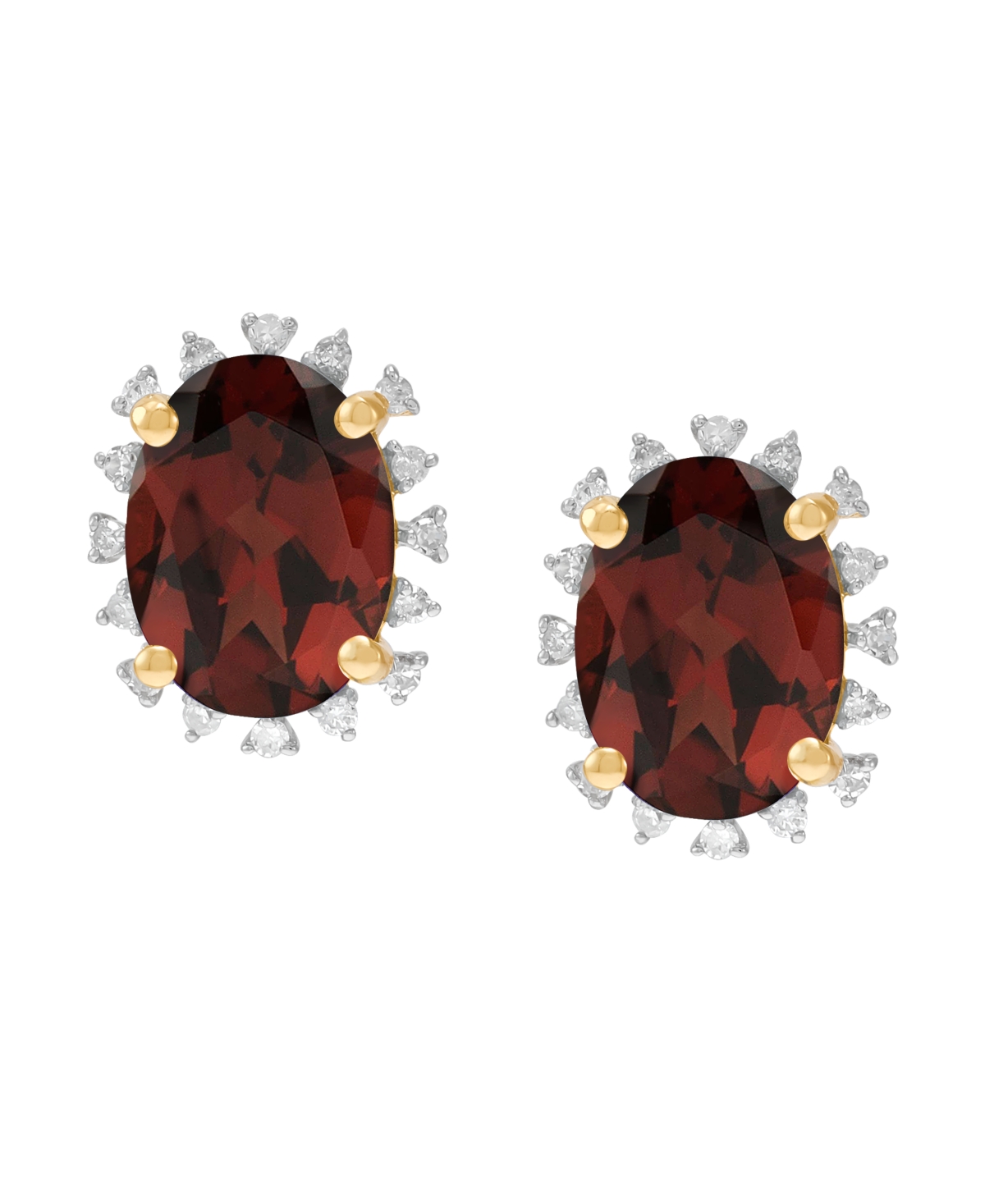 Macy's Blue Topaz ( 2-3/4 ct. t.w.) & Diamond (1/10 ct. t.w.) Stud Earrings in 10k Yellow Gold (Also Available in Amethyst, Peridot, Garnet, Citrine) 