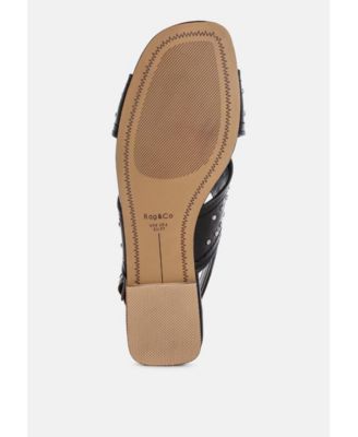 Womens Calluna Stud Embellished Buckled Flats