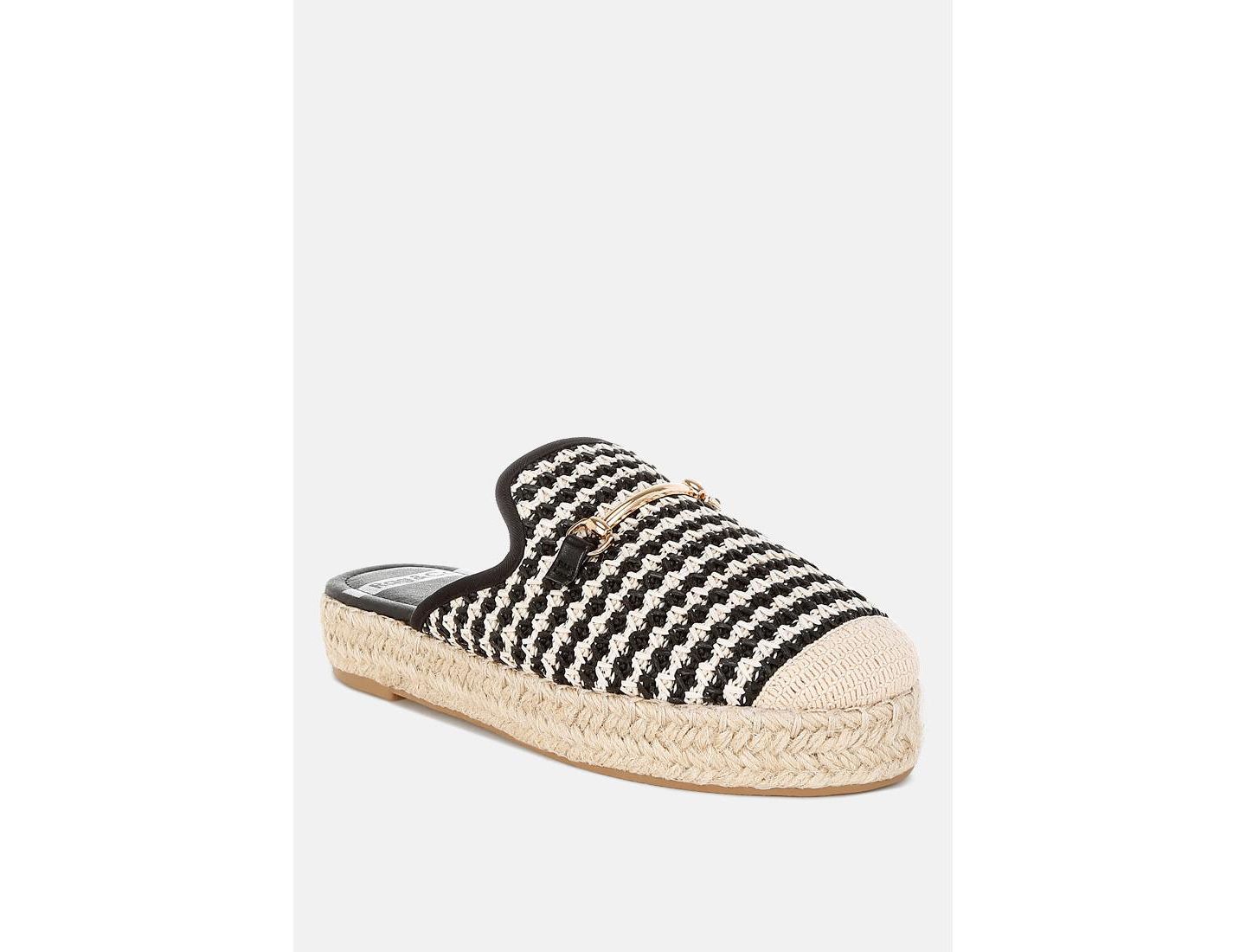 Женские сабо Rag & Co Himari Raffia Slip-On Mules, цвет: Чёрный — фото 4