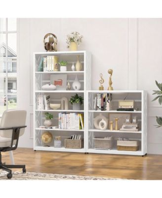 5-Tier Metal Bookcase with Adjustable Shelves for Living Room, Study, Kitchen