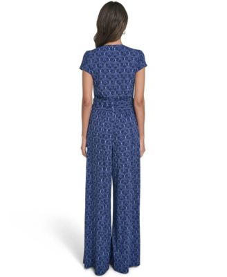 Petite Shirred Front V-Neck Jumpsuit