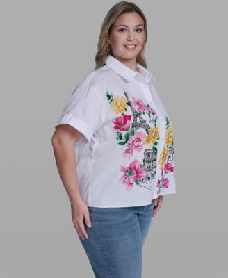 Plus Size Floral Short-Sleeve Top