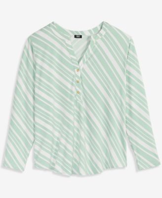 Plus Size Split-Neck Top