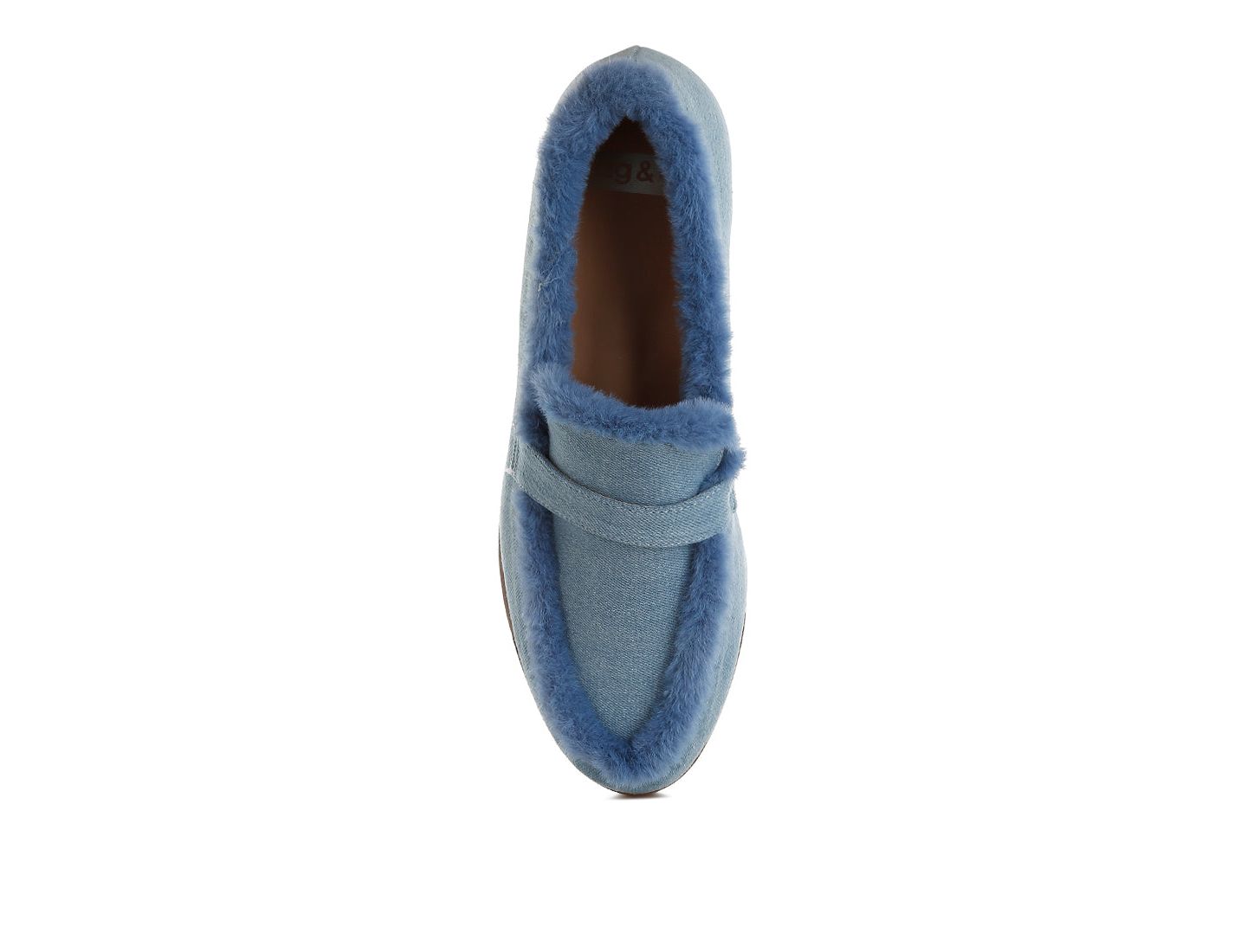 Женские туфли Rag & Co Nivena Fur Detail Denim Loafers, цвет: Синий — фото 5