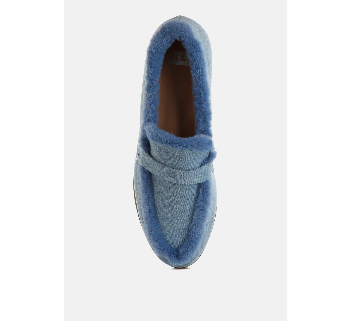 Nivena Fur Detail Denim Loafers