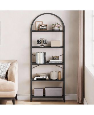 5 Tier Arched Bookshelf - Modern Design, Sturdy Metal Frame, Multi-Functional