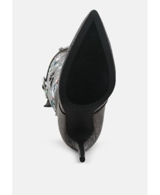 Womens Cornik Multi Color Stones Denim Boots