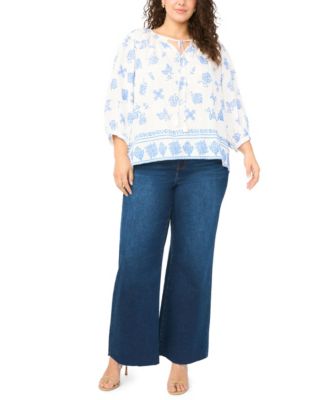 Plus Size Tie Neck Pull-On Top