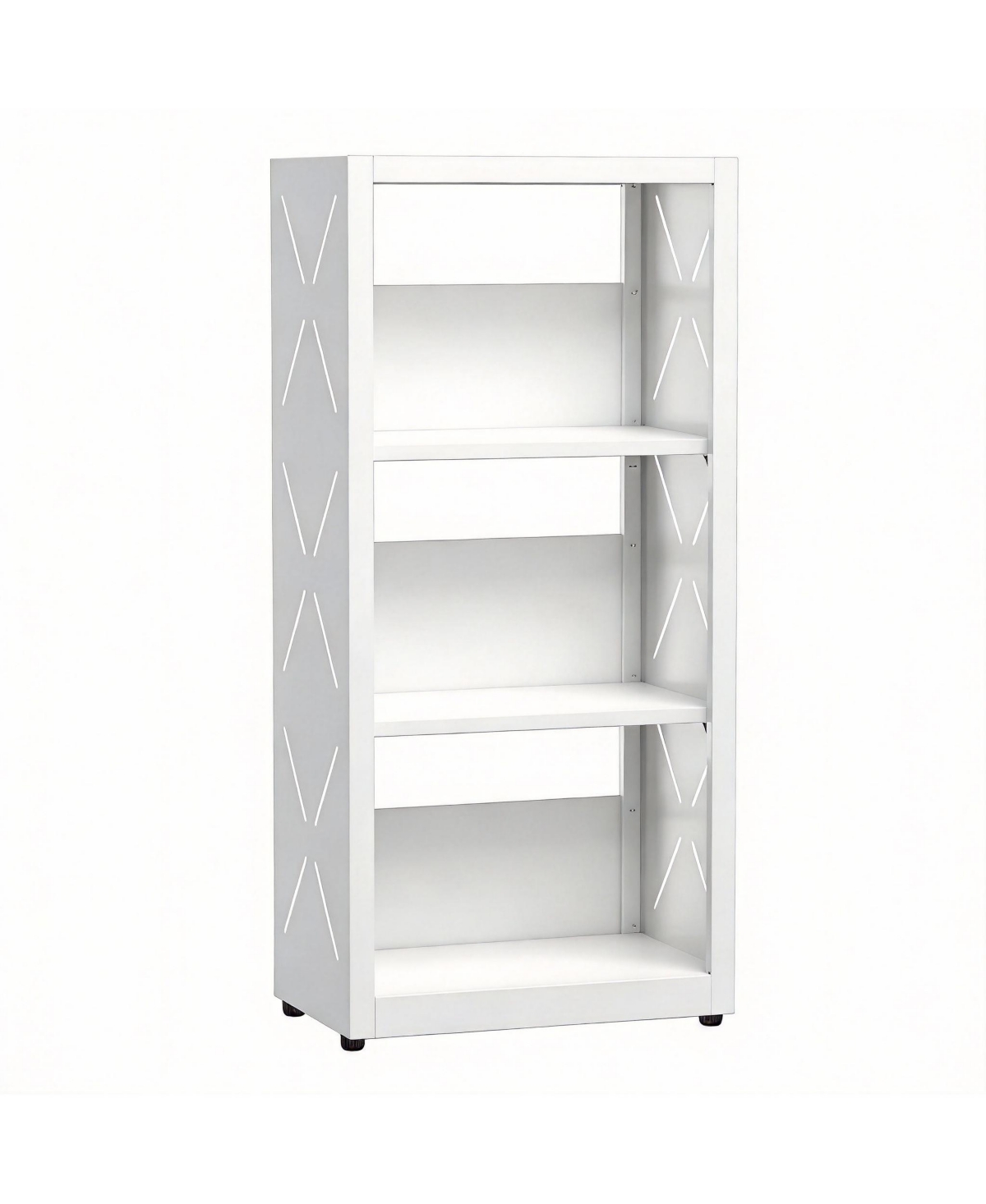 Yigii Adjustable Metal Bookshelf with 3-Side Protection - White - White