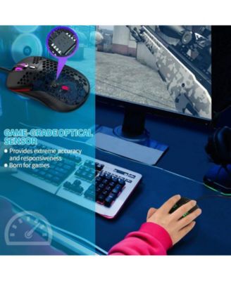 Honeycomb Wired Gaming Mouse - 7200 Adjustable DPI, Ergonomic Lightweight Honeycomb Design for PC/Mac Gamers | Perfect for Competitive Gaming