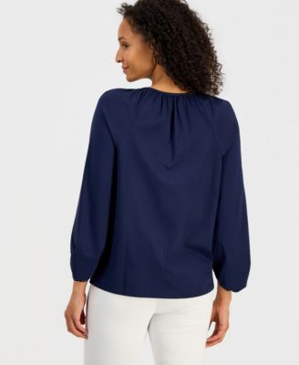 Women's Cotton Embroidered 3/4-Sleeve Top