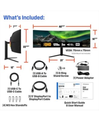 49" Curved Ultrawide Gaming Monitor, 144Hz, AMD FreeSync, R1800 Curve,Built-in Speakers