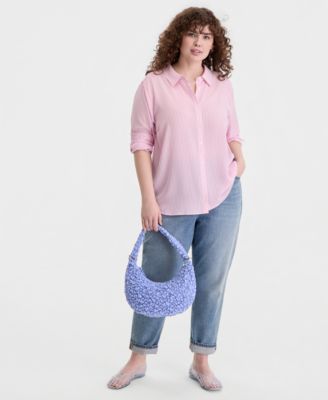 Trendy Plus Size Button-Front Crepe Shirt