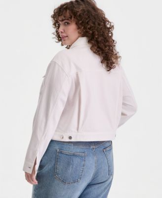 Trendy Plus Size Relaxed Cropped Trucker Jacket
