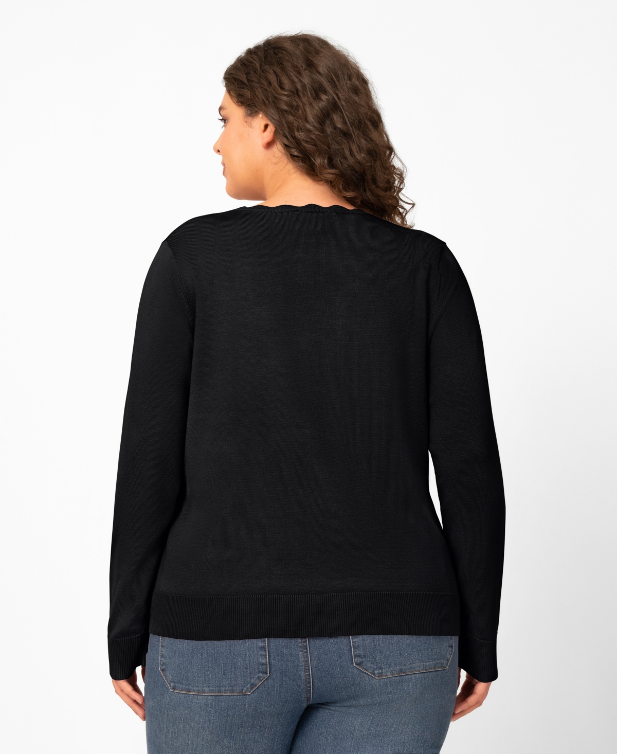 Melissa Paige Plus Scalloped Trim Button Front Cardigan, Macy's Exclusive