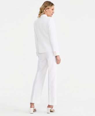 Single-Button Blazer, Tank Top & Stretch Flare Pants