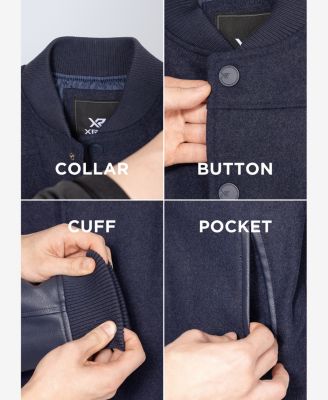 Boy's Wool Varsity Bomber Jacket With Grainy PU Sleevees Jackets