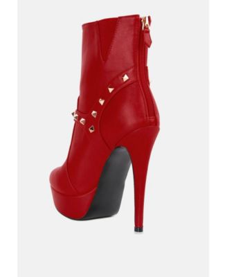 Womens Dejang Metal Stud Embellished Faux Leather Ankle Boot