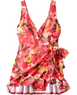 Women's Side Tie Mini Swim Dress Swimsuit