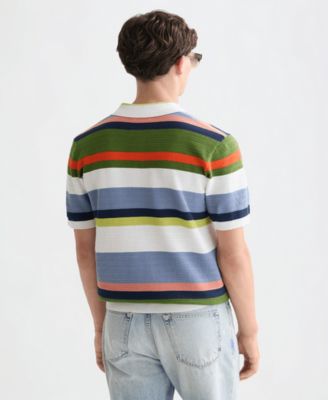 Men's Striped Knitted Polo Shirt