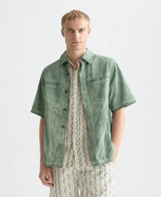 Men's Washed Cotton Short-Sleeve Shirt