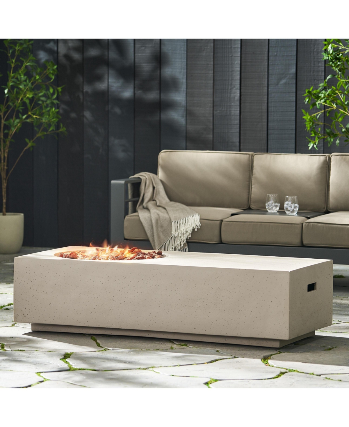 Flynama Rectangle 14.75" Mgo Fire Pit - 50 000 Btu