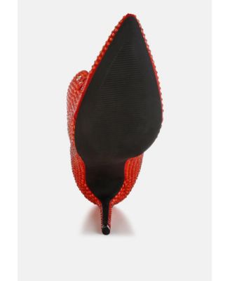 Womens Bitetto Rhinestones Embellished Calf Boots