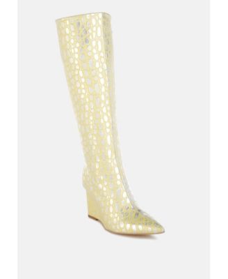 Womens Bar Zone Tear Shaped Faux Leather Boots