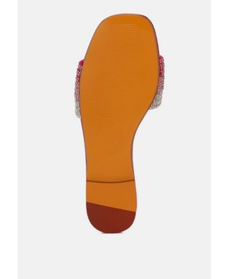 Womens Chrisy Rhinestone Strap Slip On  Flats