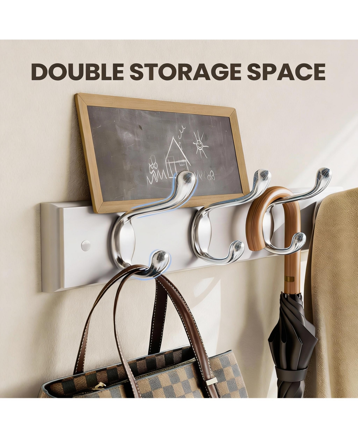 Yigii Wall Mounted Coat Rack with Hooks for Hats, Coats, and More