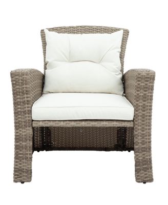 4 Piece U Style All Weather Wicker Patio Conversation Set with Sectional Sofa Ottoman Cushions