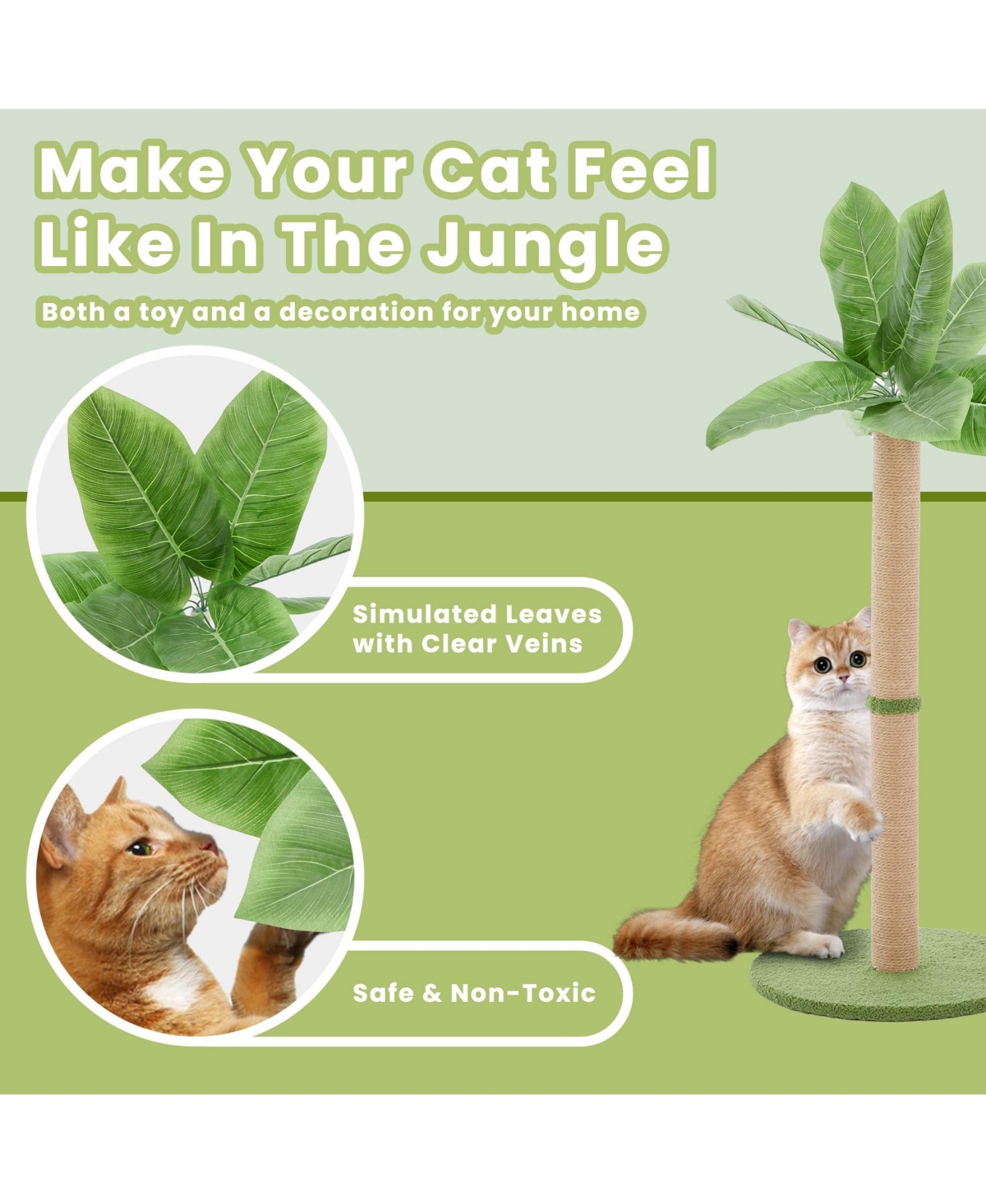 Zeus & Ruta 33" Cat Scratching Post: Tall Scratcher with Dangling Ball for Indoor Cats