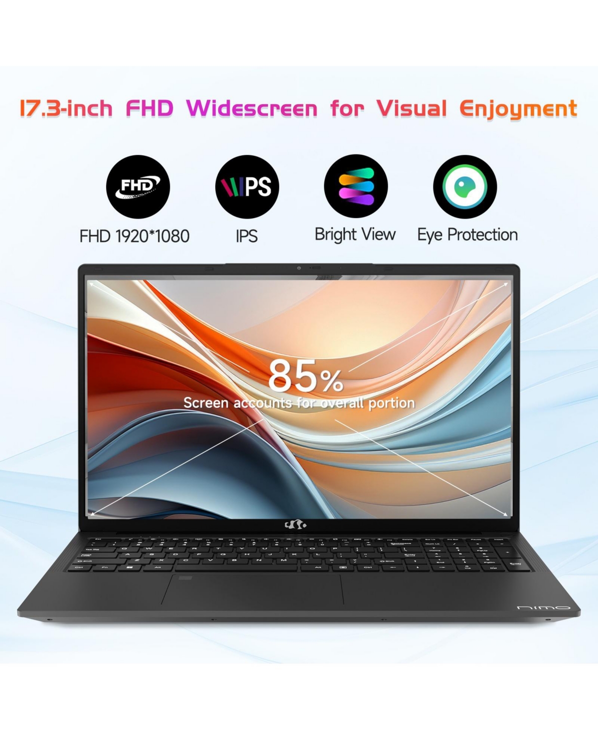 Nimo 17.3" Ips Fhd-Laptop Intel 6 Cores i3-1215U 16GB Ram 512GB Ssd 4.4GHz