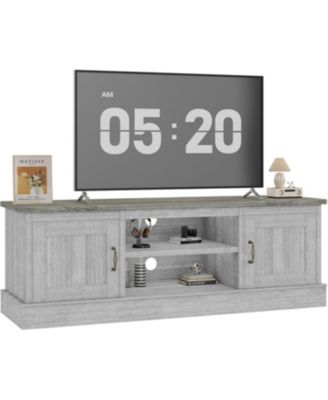Farmhouse TV Stand for 65 Inch TVs, Entertainment Center with Storage Cabinets, Modern Media Console Table