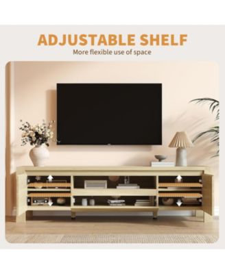 TV Stand with Doors and Cabinet, Farmhouse Entertainment Center, Entertainment Stand for TVs Up to 70"