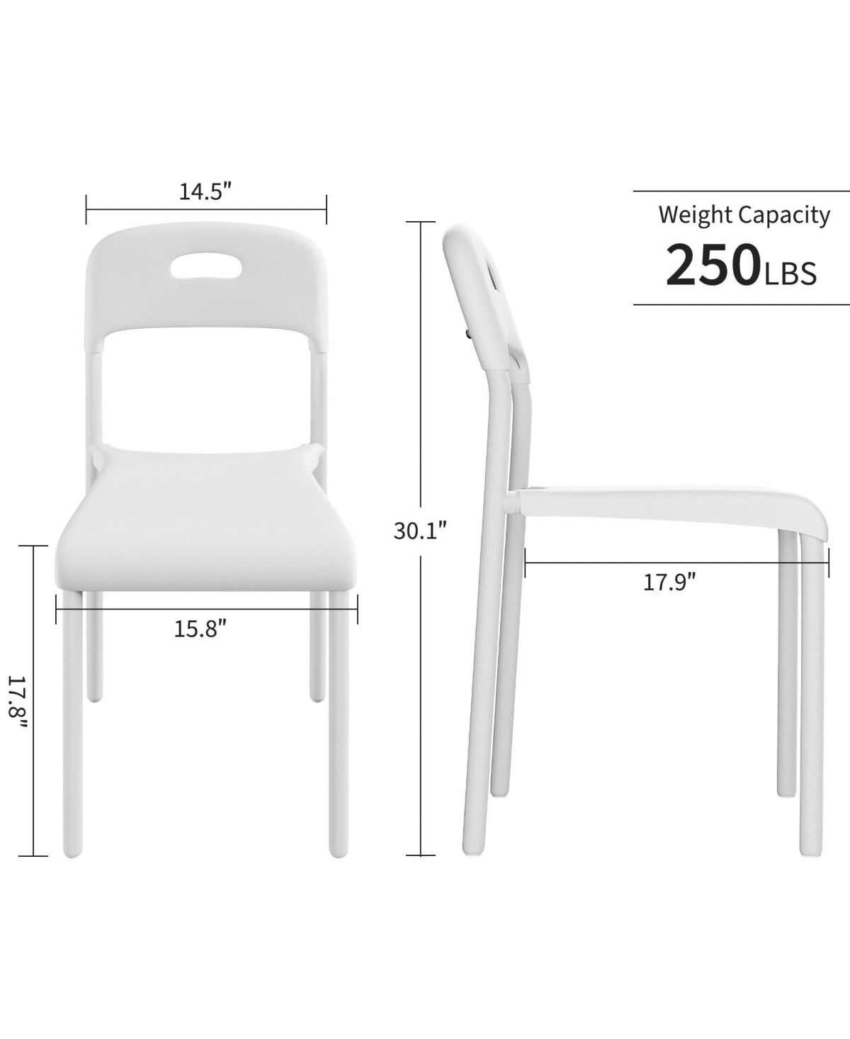 gaomon Stackable Plastic Dining Chairs with Metal Legs, Multi-Use Seating for Dining Table Waiting Room Conference Room