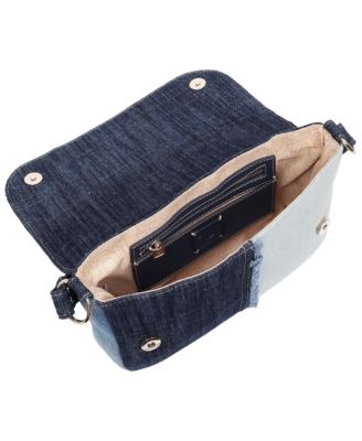 Frayed Denim Horseshoe Hobo Bag
