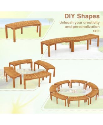 2-Person Acacia Wood Outdoor Bench with Curved Design