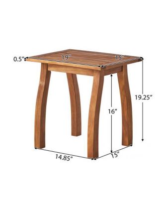 2 Piece Outdoor Acacia Wood Conversation Set with Armchairs Cushions Teak Finish End Table for Backyard Patio Poolside