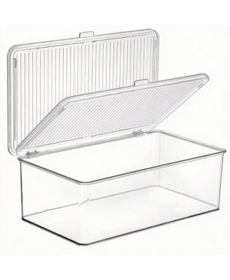 Set of 3 Clear Acrylic Storage Bins with Hinged Lid for Home & Office 3 Pack