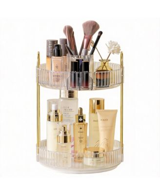 360&deg; Rotating 2-Tier Makeup Organizer for Vanity