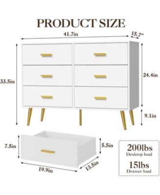 Console Table with 6-Drawer,Tall Dresser for Bedroom, Storage Dresser Organizer Units for Closet Living Room Hallway