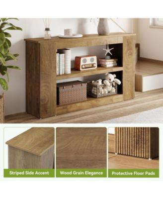 55-Inch Long Farmhouse Console Table, 3-Tier Wood Sofa Table with Storage Shelves for Living Room, Entryway, Behind Couch, Hallway